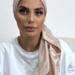 מטפחת מרובעת סאטן משי מנומר