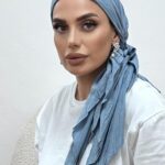 מטפחת מרובעת קיפולים תכלת