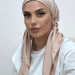 מטפחת מרובעת סאטן משי מט ורוד בייבי