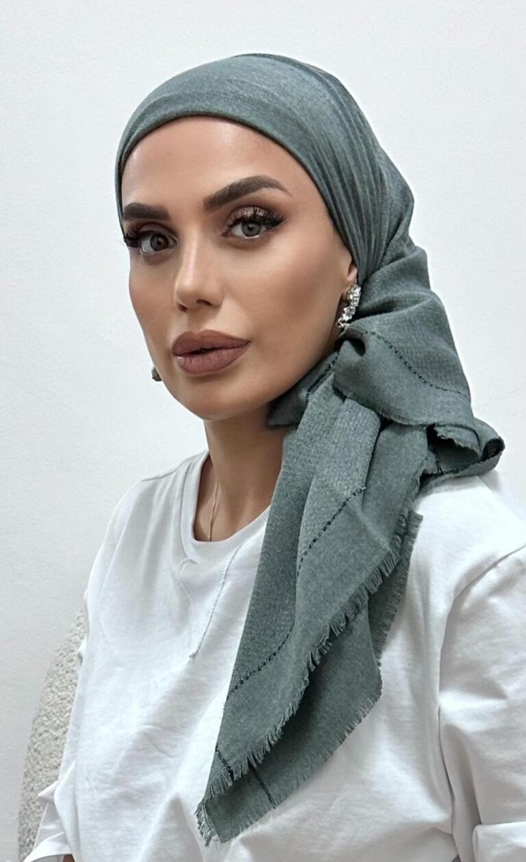 מטפחת מרובעת פשמינה ירוק כהה