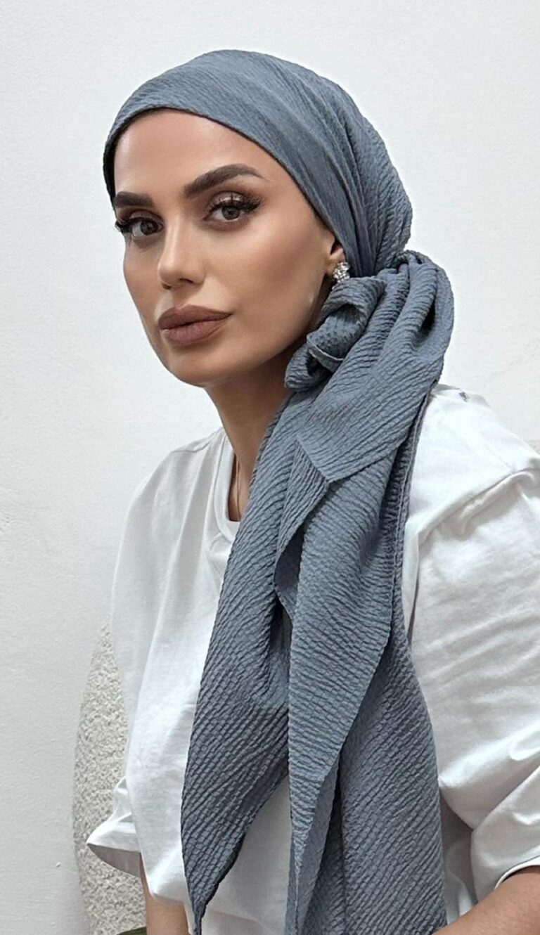 מטפחת מרובעת גדולה קרפ אפור